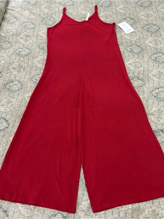 Athleta Pants - Athleta Garnet Red Wide-Leg Nighttime Bliss Romper with Spaghetti Straps